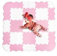 Maty piankowe - Mata piankowa podłogowa puzzle piankowe duża dzieci kojec duża gruba różowa 25cz - miniaturka - grafika 1