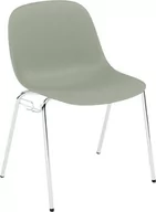 Fotele i krzesła ogrodowe - Krzesło Fiber A Base szarozielone na chromowanych nogach z łącznikiem i podkładkami antypoślizgowymi - miniaturka - grafika 1