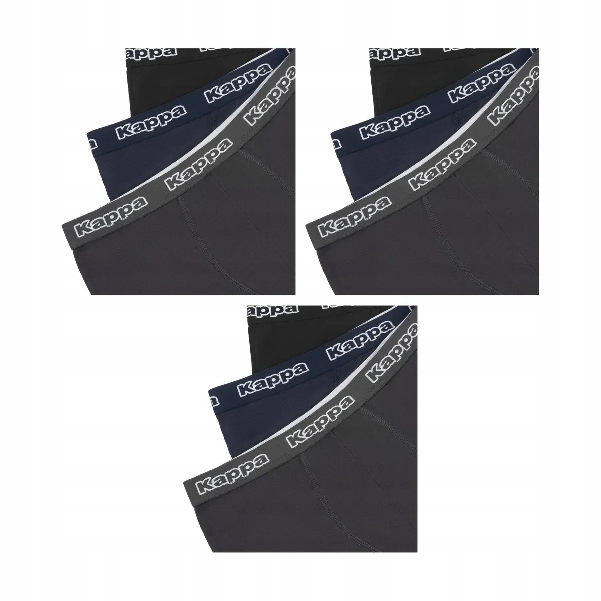 3-PAK Bokserki męskie bawełniane Kappa 3-pack czarny grafit granat 2XL