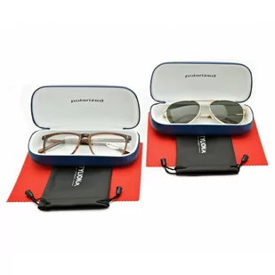 ZESTAW 6 PRODUKTÓW - 2x Etui na okulary granatowe + 2x Ściereczka z mikrofibry + 2x Pokrowiec - Akcesoria do okularów - miniaturka - grafika 1