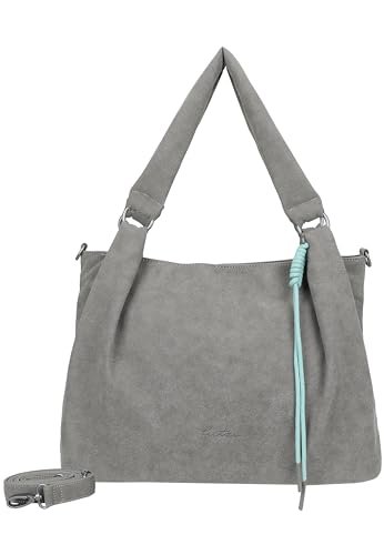 Fritzi Sue03 Suede Jacky Soft Shopper torebka damska ze sztucznej skóry, festiwal, miasto, wegańska, zamszowa, z zamkiem błyskawicznym, 28,5 x 40 x 12 cm, antracytowa, zielona, brązowa, szaroniebieska