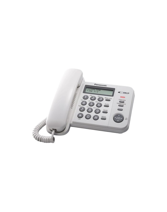Panasonic Przewodowe KX-TS560FXW Wbudowany wyświetlacz Identyfikacja dzwoniącego Biały 198 x 195 x 95 mm Pojemność książki telefonicznej 50 wpisów 588 gramów