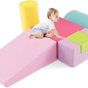 6 Szt. Tor Przeszkód dla Niemowląt, Moduł Motoryczny z Pianki, Zabawki Edukacyjne z Pokrowcem z PU i Wypełnieniem z EPE, Różowy + Zielony - Place zabaw 6 Szt. Tor Przeszkód dla Niemowląt, Moduł Motoryczny z Pianki, Zabawki Edukacyjne z Pokrowcem z PU i Wypełnieniem z EPE, Różowy + Zielony - Place zabaw - miniaturka - grafika 1