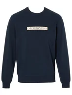 Bluzy męskie - Emporio Armani Męska bluza z kapturem Brushed Terry Crew Neck, morski, M - miniaturka - grafika 1