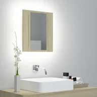 Szafki RTV - Szafka łazienkowa z lustrem i LED, dąb sonoma, 40x12x45 cm - miniaturka - grafika 1