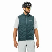 Kamizelki męskie - Męska kamizelka rowerowa Jack Wolfskin GRAVEX WIND VEST M emerald - S - miniaturka - grafika 1