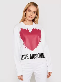 Bluzy damskie - Love Moschino Bluza W630643M 4282 Biały Regular Fit - grafika 1