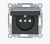 Gniazdka elektryczne - Hager Gniazdo z z/u klapką z przesłoną torów LUMINA - czarny mat - miniaturka - grafika 1