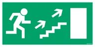 Systemy ekspozycyjne i znaki informacyjne - AC020 WYJŚCIE EWAKUACYJNE W PRAWO SCHODAMI W GÓRĘ, PS - PŁYTA PCV 1MM FOTOLUMINESCENCYJNA; (600X300MM) - miniaturka - grafika 1