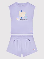 Spodenki damskie - Champion Komplet t-shirt i szorty sportowe 404397 Fioletowy Custome Fit - miniaturka - grafika 1