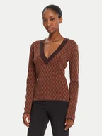 Swetry damskie - Gaudi Sweter 521FD53025 Brązowy Regular Fit - miniaturka - grafika 1