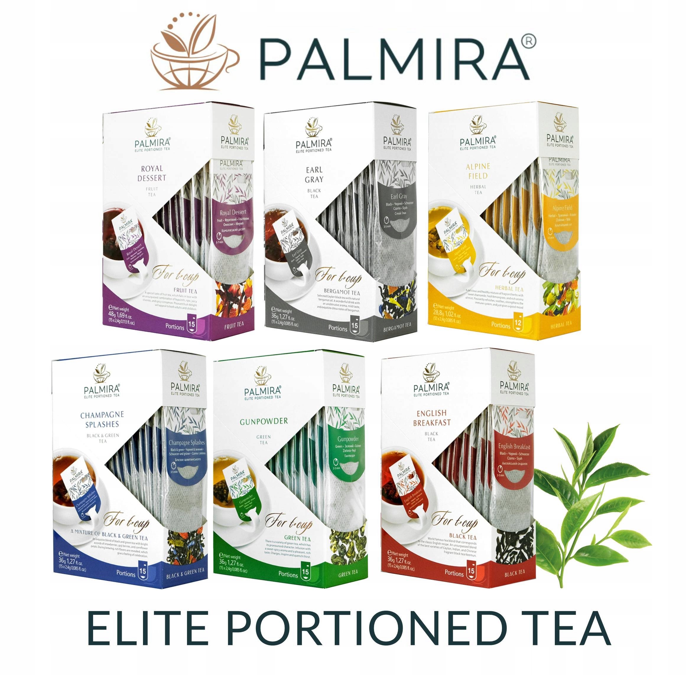 Zestaw 6 deluxe herbat Palmira Czarna Zielona Owocowa Ziołowa Mieszana