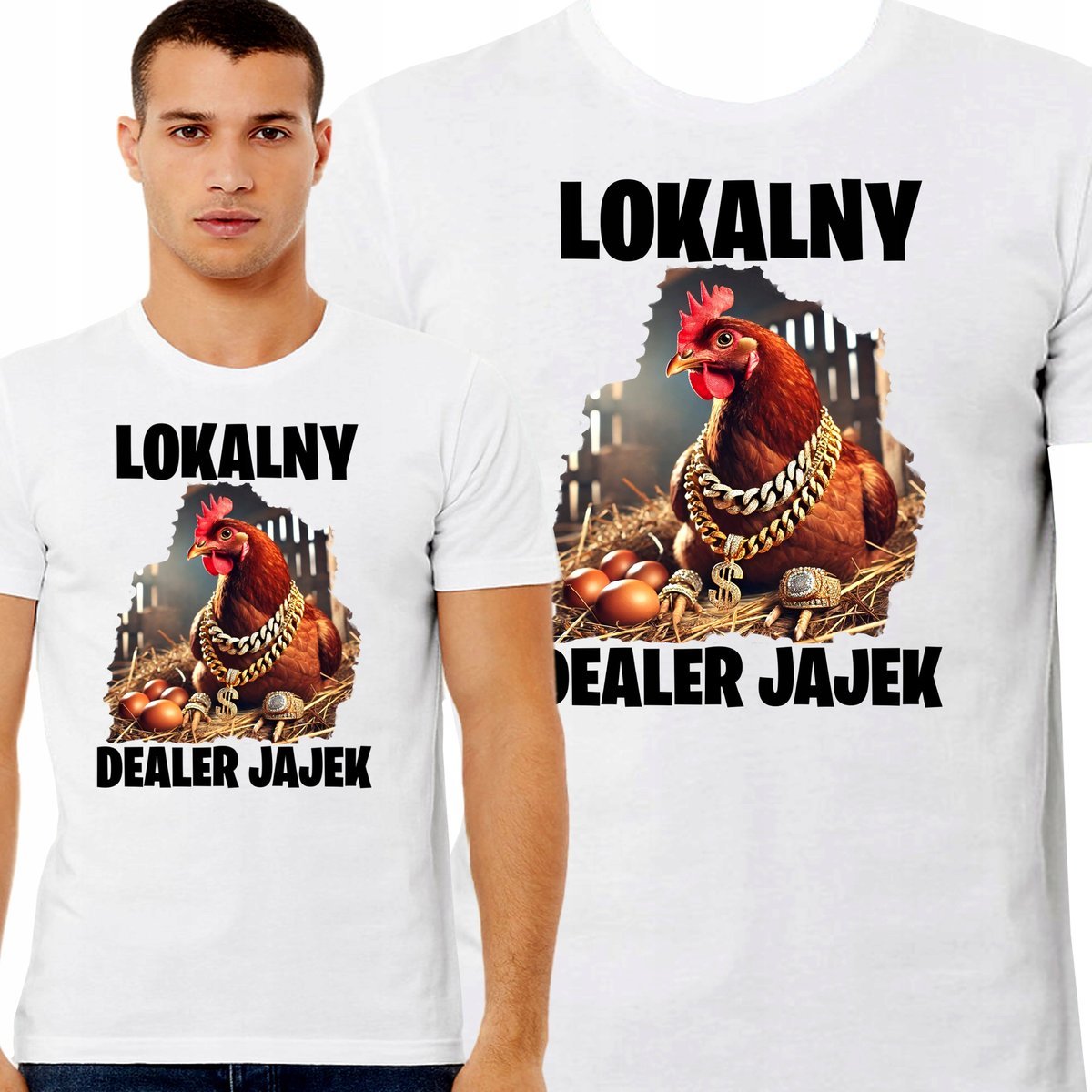 ŚMIESZNA KOSZULKA LOKALNY DEALER JAJEK PREZENT DLA HODOWCY KUR L 3450