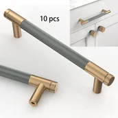 Zawiasy, okucia i inne akcesoria - 10 sztuk uchwytów do szafek kuchennych w kolorze szarego złota, 128 mm, ze złotym stopem, ze śrubami, do biur, szuflad, szafek i kredensów - miniaturka - grafika 1