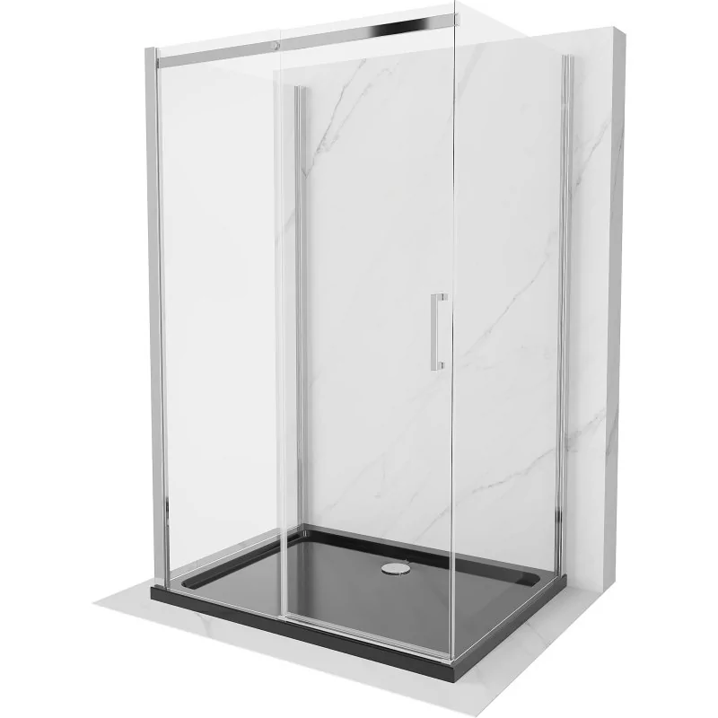 Mexen Omega kabina prysznicowa 3-ścienna, rozsuwana 100x90 cm, transparent, chrom + brodzik Flat