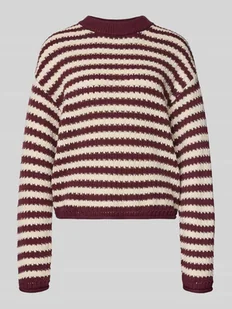 Sweter z dzianiny z okrągłym dekoltem model ‘PORTA’ - Swetry damskie - miniaturka - grafika 1
