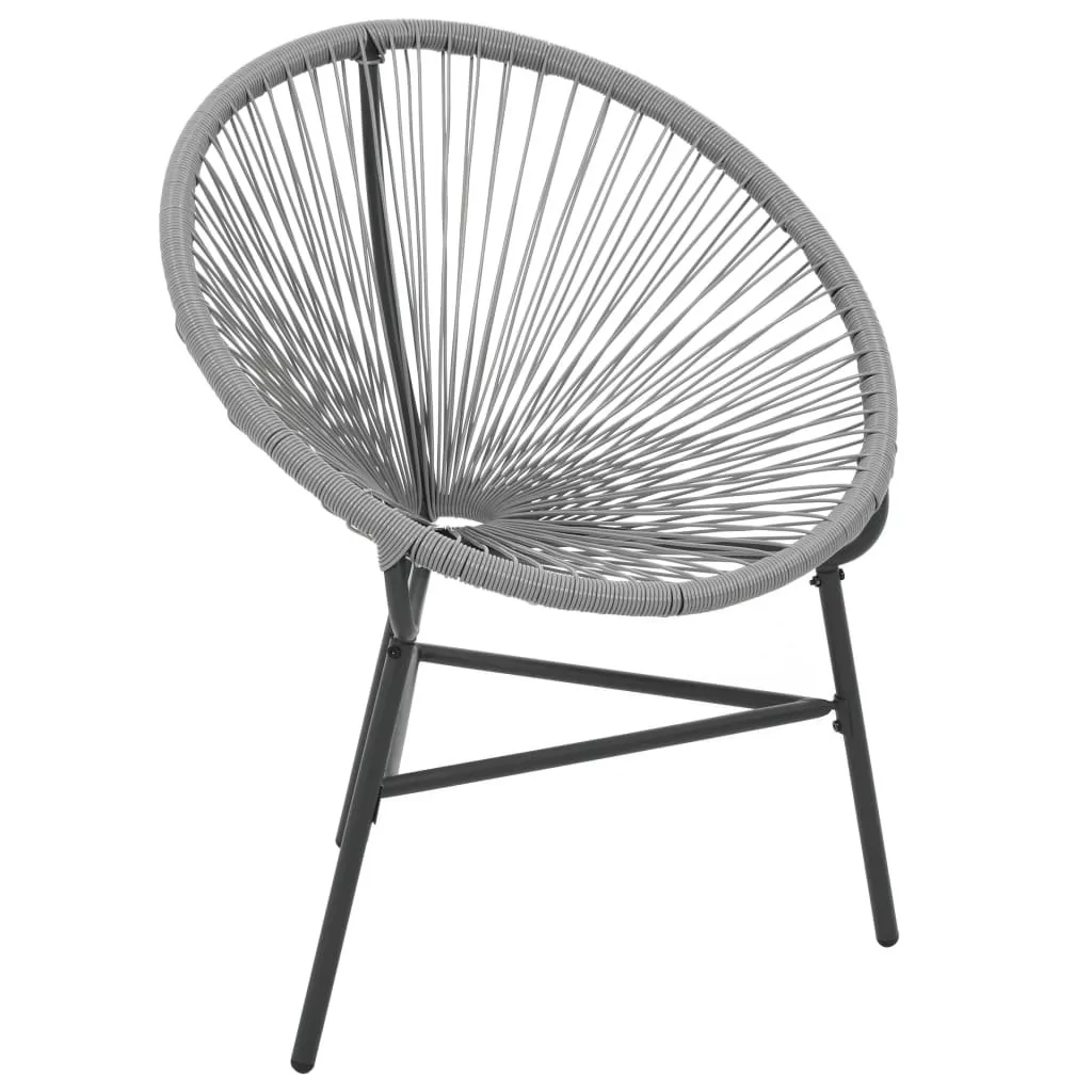 vidaXL Owalne krzesło ogrodowe z polirattanu, 69 x 66 x 87 cm, szare