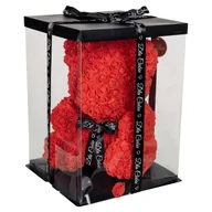 Figurki dekoracyjne - Empik Gifts, Różany Miś, Czerwony, 33 cm - miniaturka - grafika 1