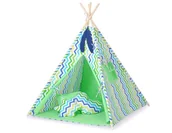 Namioty i tipi dla dzieci - Namiot Tipi dla dzieci+ zawieszki pióra - Chevron zielono-niebieski - miniaturka - grafika 1