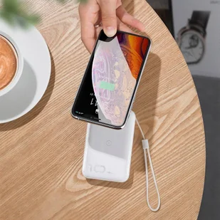 Baseus Mini S power bank 10000mAh 18W bezprzewodowa ładowarka Qi 10W USB / USB Typ C PowerDelivery QC3.0 biały (PPXFF10W-02) - Ładowarki do telefonów - miniaturka - grafika 14