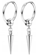 Kolczyki - Kolczyki Do Uszu HUGGIE Ze Stożkiem Punk Gothic STAL - miniaturka - grafika 1
