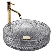 Umywalki - Umywalka Nablatowa Rea Cristal 39 grey- Dodatkowo 5% rabatu na kod REA5 - miniaturka - grafika 1