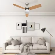 Wentylatory sufitowe - VidaXL Lumarko Wentylator sufitowy z lampą i pilotem, 108 cm, jasnobrązowy 51490 VidaXL - miniaturka - grafika 1