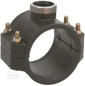 Łączniki, trójniki, kształtki - Siodło zaciskowe PP 90x1" GW gwint wewnętrzny, na 4 śruby PN10, do rur PE, kolor czarny - miniaturka - grafika 1