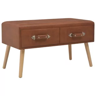 vidaXL Ławka z szufladami, 80 cm, brązowa, sztuczna skóra vidaXL - Ławki do przedpokoju - miniaturka - grafika 1