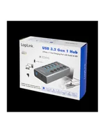 Huby USB - LogiLink USB 3.2 Gen 1 hub 4-port + 1x Fast Charging port on/off switch USB hub - 5 - Szary UA0386 - miniaturka - grafika 1