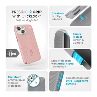 Speck Presidio2 Grip ClickLock & MagSafe - Etui iPhone 15 / iPhone 14 / iPhone 13 (Dahlia Pink / Rose Copper) - Pozostałe akcesoria do telefonów - miniaturka - grafika 3