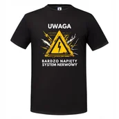 Koszulki męskie - Koszulka męska Uwaga Bardzo Napięty System Nerwowy śmieszny prezent t-shirt - miniaturka - grafika 1