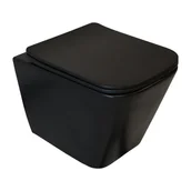 Miski WC - Bravia Miska WC wisząca bezkołnierzowa z deską wolnoopadającą z duroplastu czarna - miniaturka - grafika 1