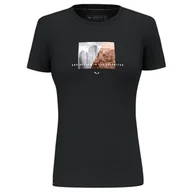 Koszulki i topy damskie - SALEWA Pure Design Dry T-shirt damski, Black Out, 3XL - miniaturka - grafika 1