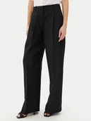 Spodnie damskie - Tommy Hilfiger Spodnie materiałowe WW0WW45460 Czarny Relaxed Fit - miniaturka - grafika 1