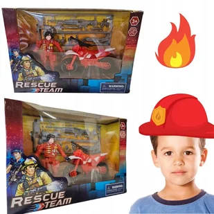 RESCUE TEAM Zestaw Straż Pożarna Figurka Strażak na motorze Ratownik - Figurki dla dzieci - miniaturka - grafika 1