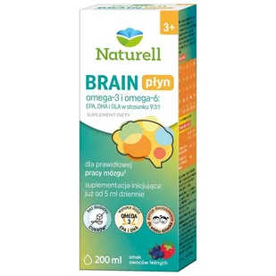 Naturell Brain, płyn dla dzieci od 3 lat i dorosłych, smak owoców leśnych, 200 ml - Układ nerwowy - miniaturka - grafika 1