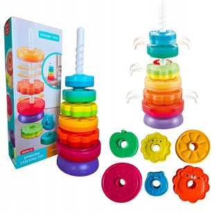 Zabawka montessori sensoryczna edukacyjna zakrecona wieza owoce piramida - Zabawki sensoryczne - miniaturka - grafika 1
