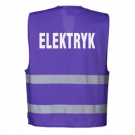 Odzież robocza - Kamizelka odblaskowa Portwest fioletowa L/XL z nadrukiem ELEKTRYK - miniaturka - grafika 1