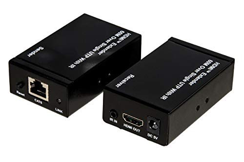 LINK LKEXT161 Przedłużacz Hdmi Przez Kabel Sieciowy Cat 6 Do 60 Metrów 1080P z Podczerwienią, Czarny