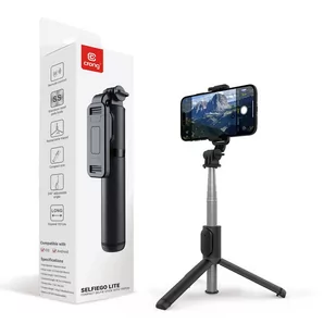 Crong SelfieGo Lite – Kompaktowy selfie stick Bluetooth tripod (czarny) - Selfie stick - miniaturka - grafika 1
