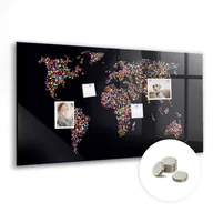 Tablice i flipcharty - Tablica Magnetyczna do Biura z Magnesami - 120x60 cm, Mapa świata z kropek - miniaturka - grafika 1