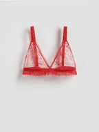 Biustonosze - Reserved - Miękki biustonosz z haftem - czerwony - miniaturka - grafika 1