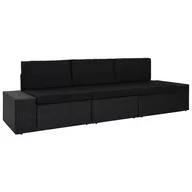 Sofy ogrodowe - vidaXL Sofa modułowa 3-osobowa, rattan PE, czarna - miniaturka - grafika 1