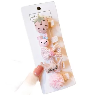 Zestaw Spinek  do włosów Dziewczęcy Różowe 5 Sztuk typ XXXIII - Ozdoby do włosów - miniaturka - grafika 1