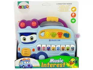 Interaktywne Pianinko Policja Dźwięk Zwierzątka Odgłosy Pojazdów Melodie Niebieski - Zabawki interaktywne dla dzieci - miniaturka - grafika 3