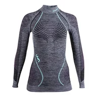 Koszulki i topy damskie - UYN UYN damska koszulka AMBITYON UW LG_SL Turtle Neck podkoszulek, Black Melange/Pink/Aqua, XS U100055B617XS - miniaturka - grafika 1