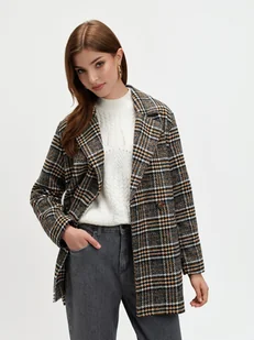 Krótki płaszcz w kratę - Płaszcze damskie - miniaturka - grafika 1