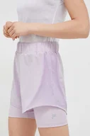 Spodenki damskie - Fila szorty treningowe Revin kolor fioletowy gładkie high waist - miniaturka - grafika 1