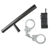 Dodatki do strojów karnawałowych - Zestaw policjanta pałka kajdanki krótkofalówka - miniaturka - grafika 1